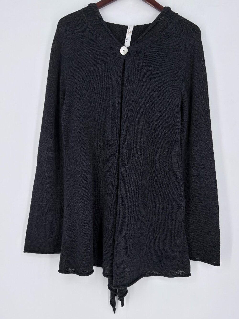 Indigenous Organic Cotton Hooded Cardigan Sweater L Gray Knit Peru Single Button